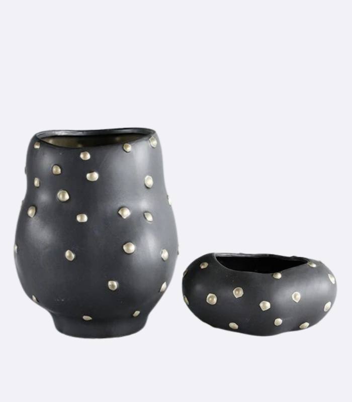 Decorative Table Vase Paola and Bowl Black & Gold