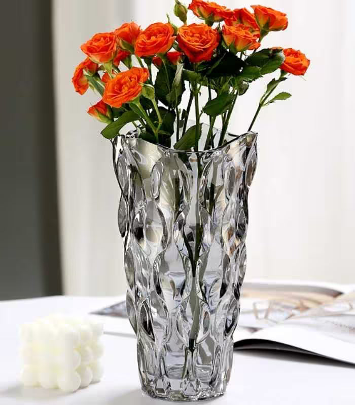 Large Crystal Vase Bohemian Style 24.5 cm