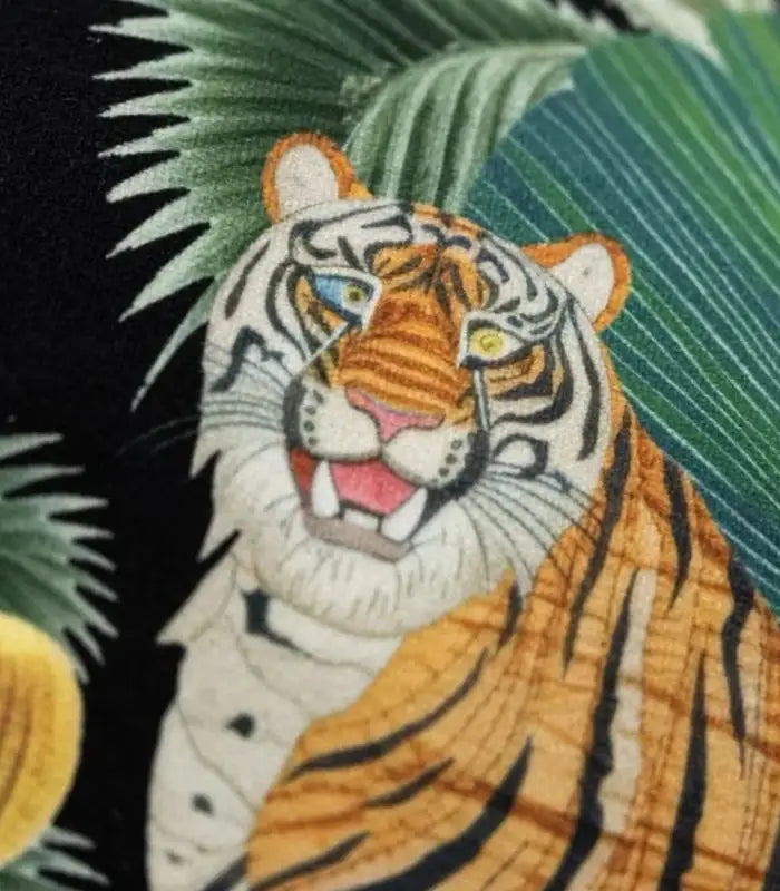 Safari Scene Cushion Covers – Velvet with Whimsical Animal Designs Black Multicolour