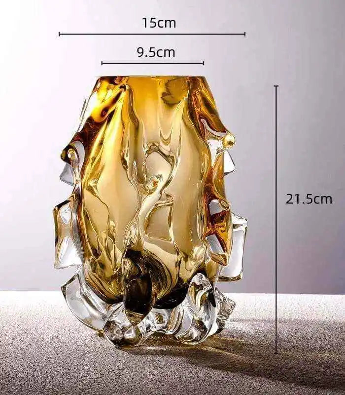 Crystal Glass Table Top Vase Amber Grey