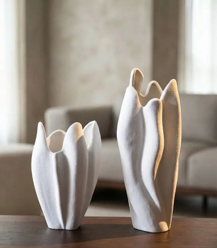 Blanc Ceramic Vase White Textured