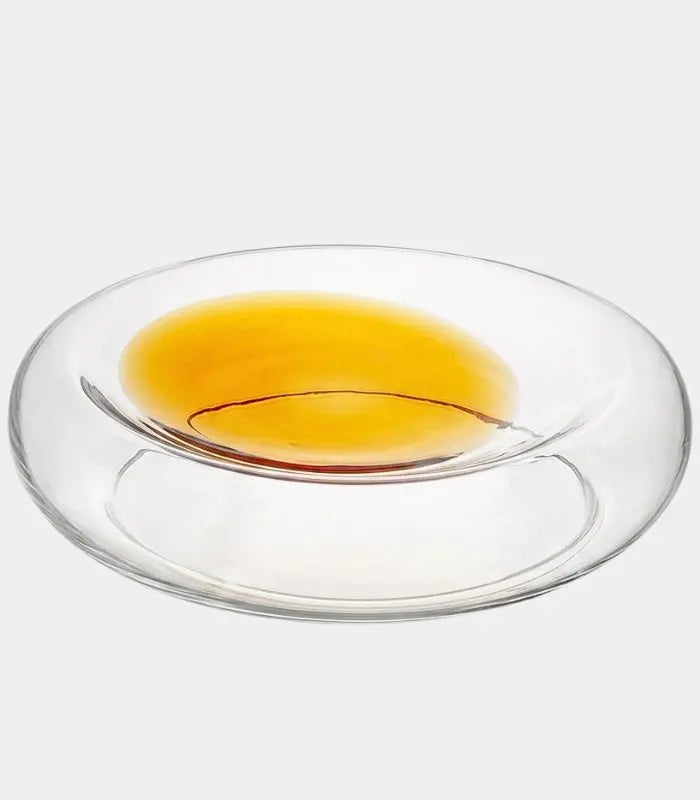 Solstice Handcrafted Glass Bowl – Amber and Clear Two-Tone Decorative Bowl