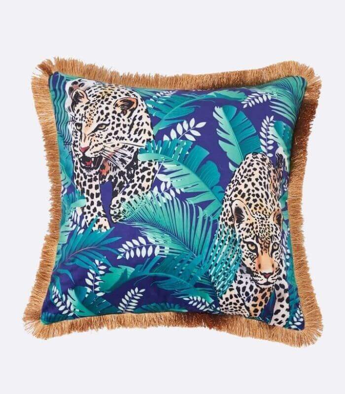 Tropical Velvet Decorative Cushion Cover Fringed Edge Square 45x45 cm