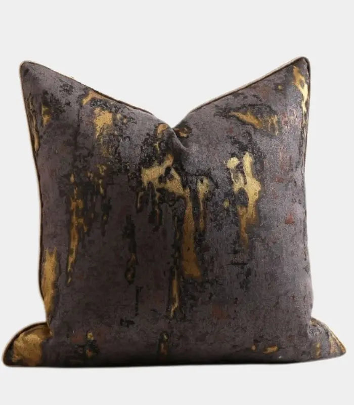 Nocturne Woven Jacquard Cushion Cover – Abstract Gold Brushstroke on Charcoal 45x45 cm