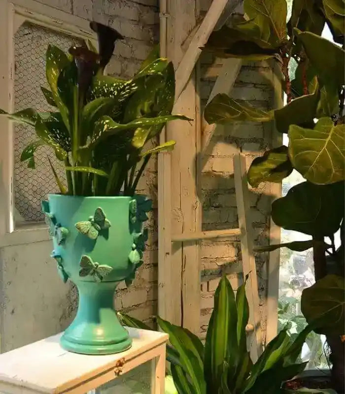 Plant Pot Planter Decorated with Butterflies 30 cm (11.8 in) Resin
