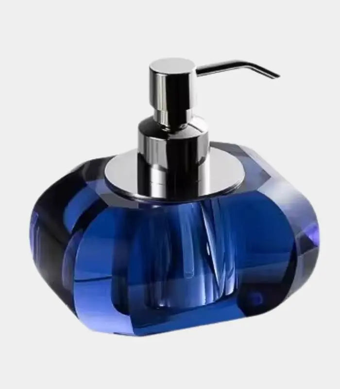 Crystalline Sapphire Glass Soap Dispenser – Chrome Pump Design
