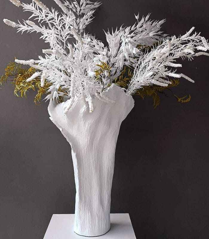 Lianna Tall Vase Table Top Vase White Resin Large