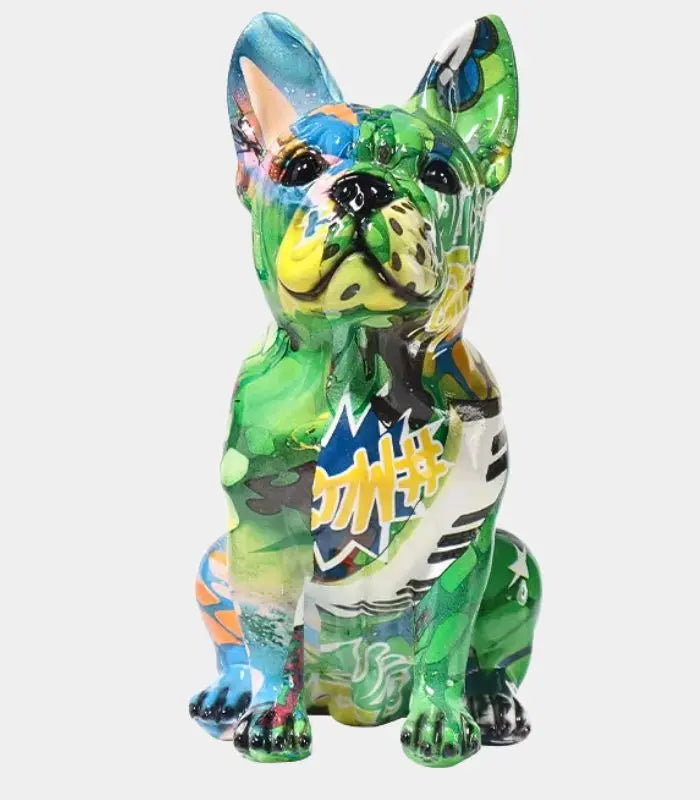 French Bulldog Sculpture Graffiti Style Living Room Decoration Resin