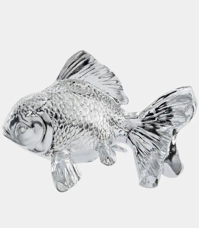 Kaida Electroplated Resin Goldfish Sculpture – Silver Decorative Fish, 2 Sizes