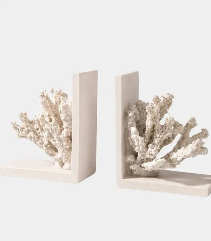 Set 2 Pcs Atoll Resin Bookends – Coral Branch Design Set