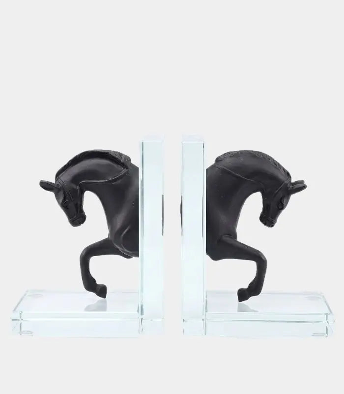 Set 2 Pcs Equestrian Crystal Bookends – Horse Head Design Set