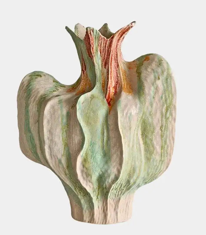 Calista Sculptural Ceramic Vase – Artisan Hand-Painted Botanical Form 34 cm