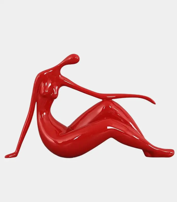 Elara Abstract Resin Figure Sculpture – Reclining Form, Red or Black 35 cm / 13.8 in