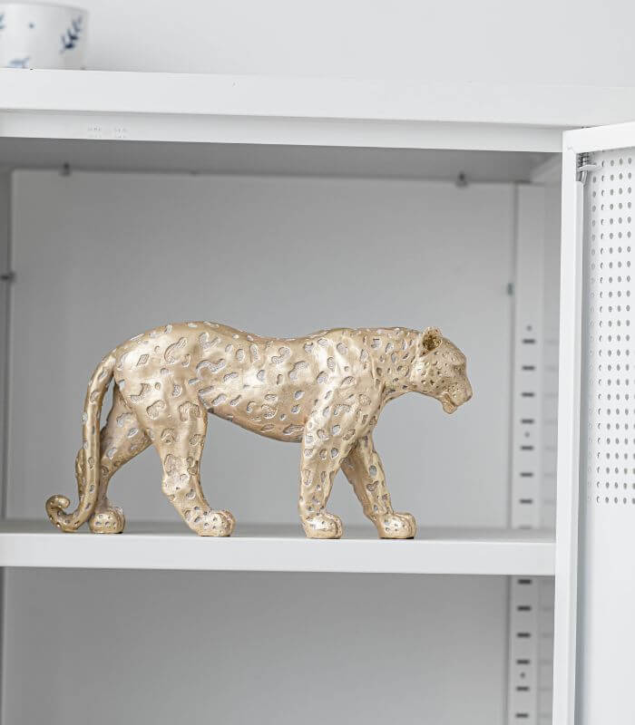 Sculpture Walking Leopard Figurine Gold Resin 26.8 cm - Last