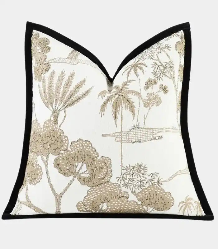 Botanical Embroidered Cushion Cover – Nature-Inspired Design