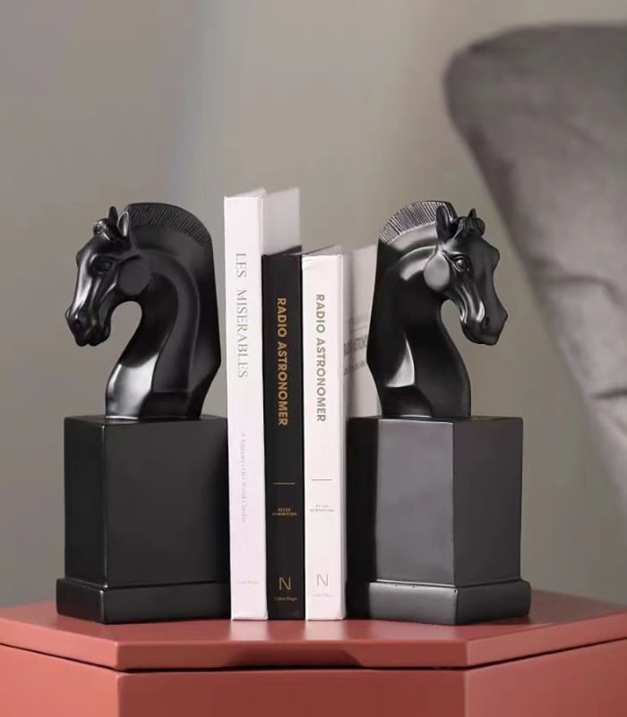 Set 2 Pcs Horse Sculpture Bookends Resin Large 24.5 cm Resin