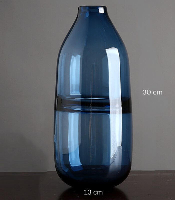 Elegant Blown Glass Vase Transparent Blue