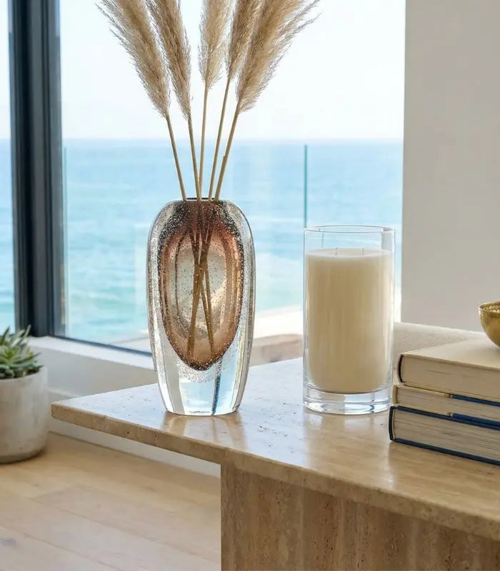 Isabeau Glass Vase – Bubble-Textured Ombré Design