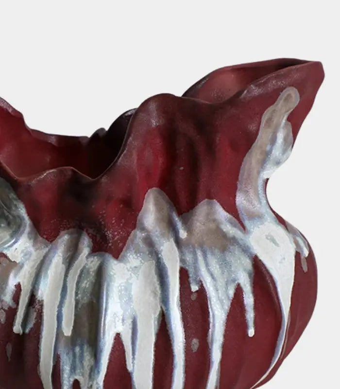 Verdant Ceramic Vase – Handcrafted Sculptural Design with Ombré Glaze Red Large 34 cm