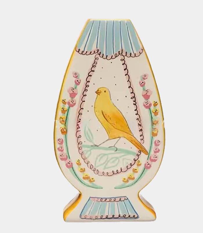 Hand-Painted Yellow Bird Teardrop Vase - Exquisite Ceramic Art Piece (25cm/9.84")