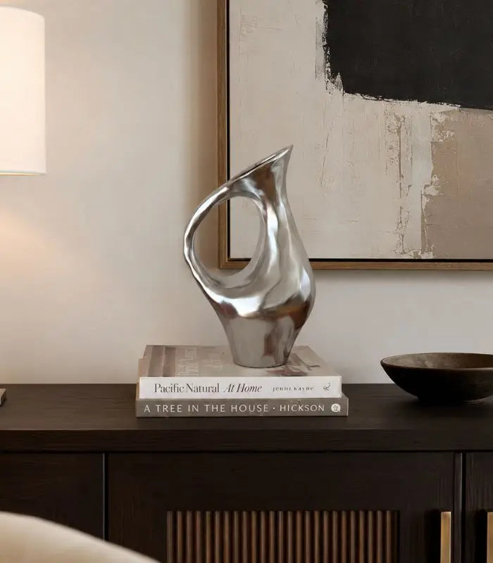 Forma Silver Ceramic Tabletop Vase 35 cm