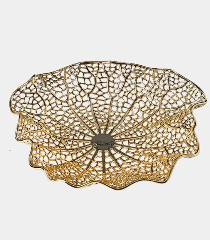 Lumière Gold Filigree Decorative Bowl | Premium Coral-Inspired Metal Dish | Modern Catchall