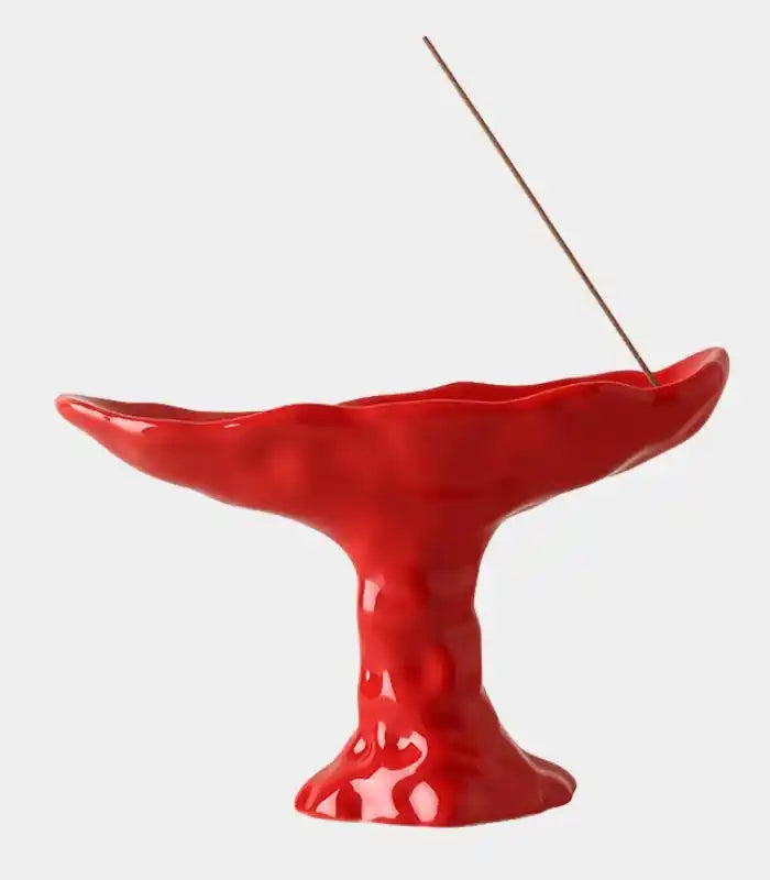 Elegant Ceramic Incense Burner - Available in Red, White, and Black (17.5 cm)