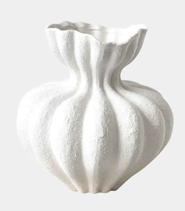 Delmara Tabletop Vase Large Textured White Ceramic