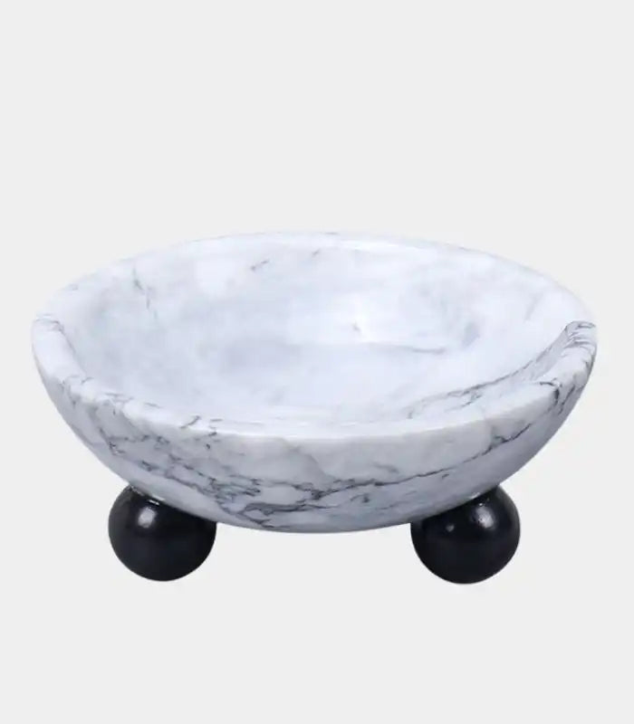 Elegant Marble Bowl with Ball Feet 18 cm
