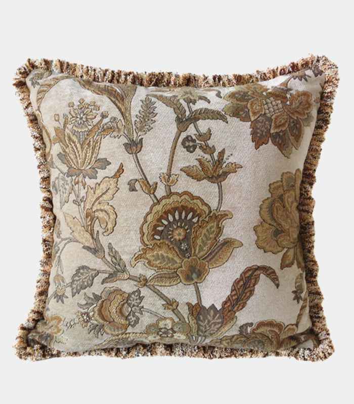 Vintage Style Floral Chenille Cushion Cover 45 x 45 cm
