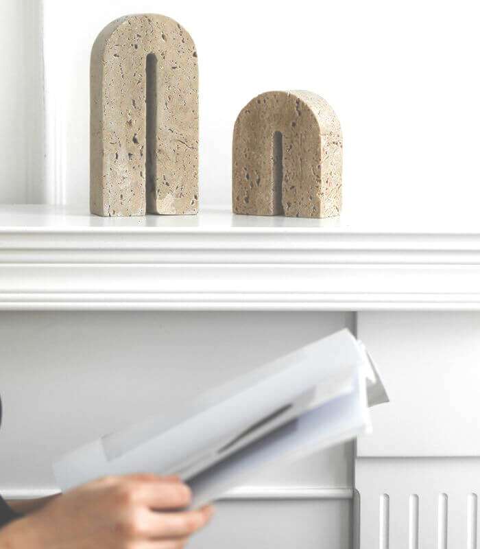 Artisanal Travertine Arch Bookend - Naturally Elegant Home Accent