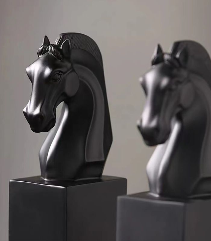 Set 2 Pcs Horse Sculpture Bookends Resin Large 24.5 cm Resin