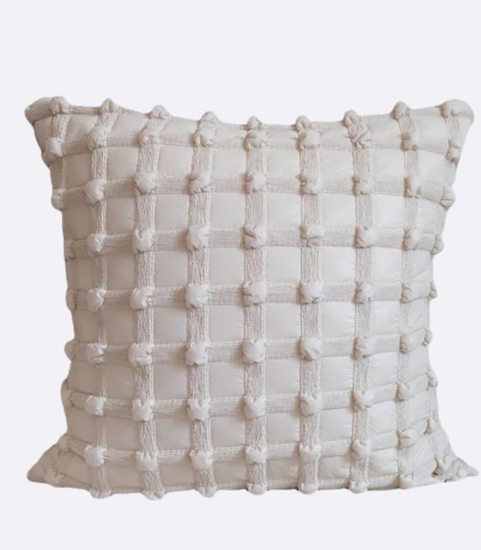 Boho Chic Textured Cushion Cover - Square or Rectangle - 3D Tufted Design Beige