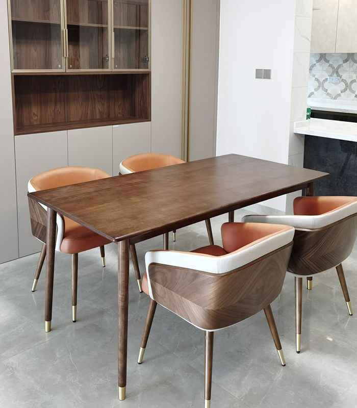 Hollyfield Modern Wood & Leather Dining Armchair 70cm