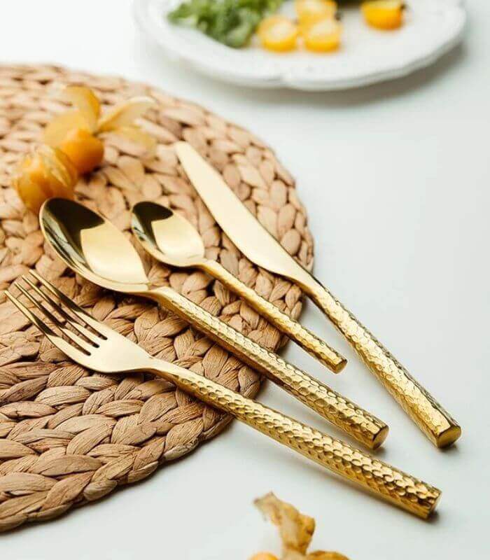 24 Pcs Cutlery Set Meadow Stainless Steel For 6 Gold