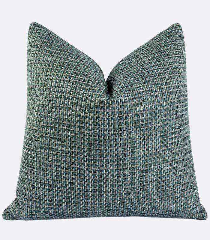 Textured Woven Teal Throw Pillow Cover - Stylish Accent Cushion Cover