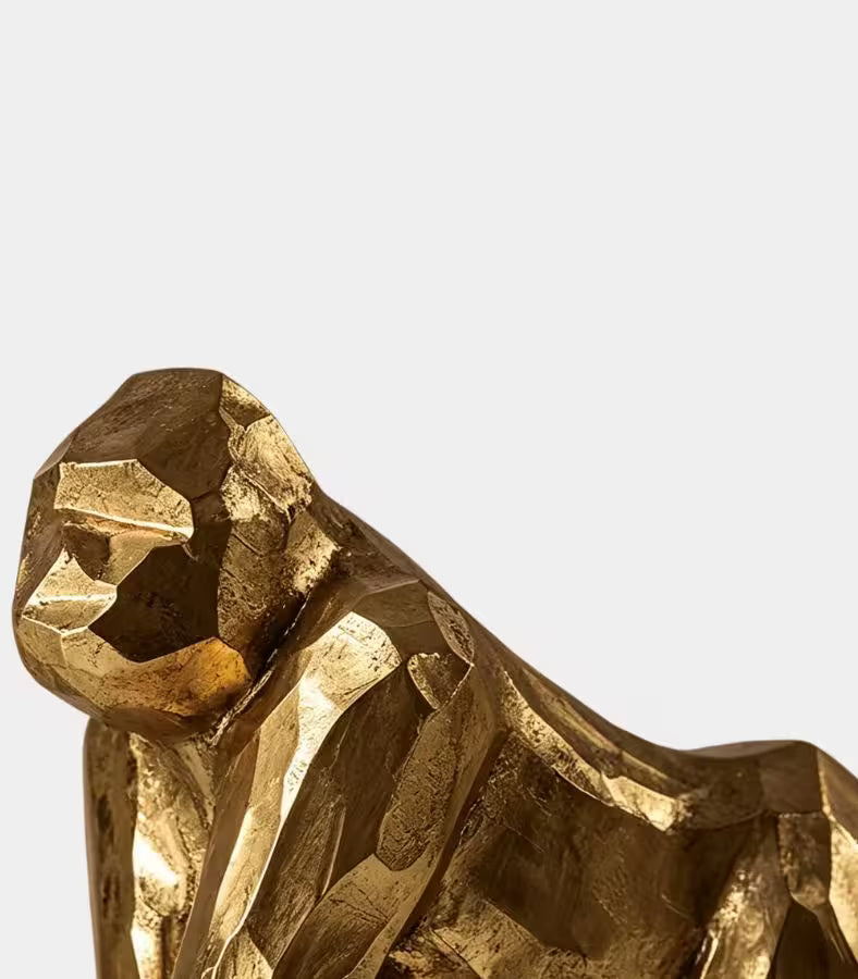 Castellan Gold Resin Gorilla Sculpture | Faceted Decorative Animal Figure 21 cm / 8.3 in
