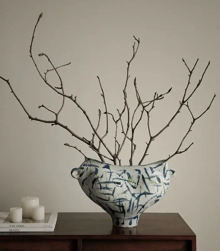 Ondine Hand-Painted Ceramic Vase | Abstract Sculptural Art Vessel
