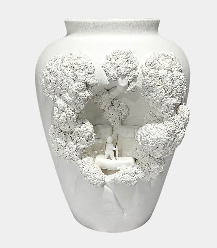 The Woodland Whispers Collection - Sculptural Ceramic Statement Vase White 30 cm