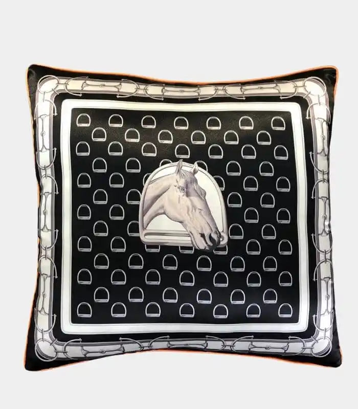 Cushion Cover Black & White - 45x45 cm, Horse Bit Pattern