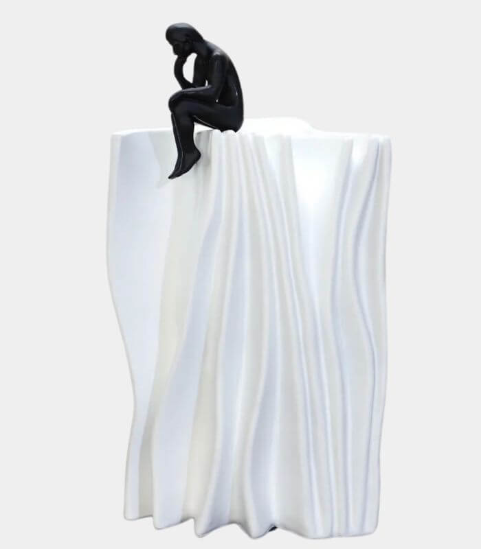 Solitude Peaks Contemplative Sculpture - Modern Abstract Art Figurine 41 cm