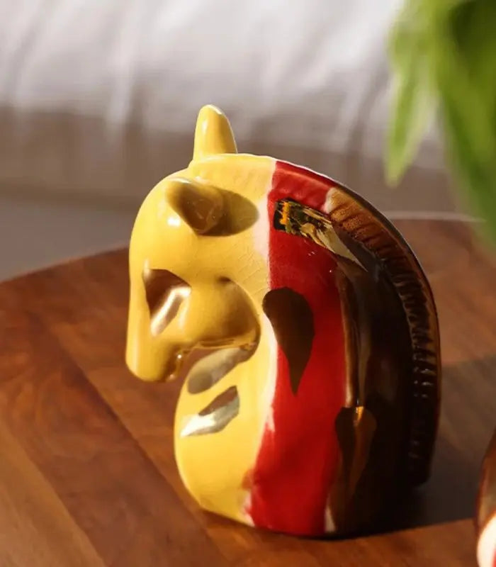 Elegant Porcelain Horse Bust Sculpture with Crackle Glaze –  17.5 cm