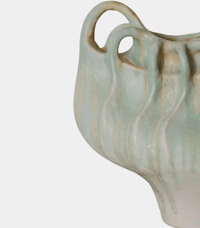 Marielle Hand-Painted Ceramic Vase | Sculptural Multi-Handle Art Vessel 33 cm / 13 in