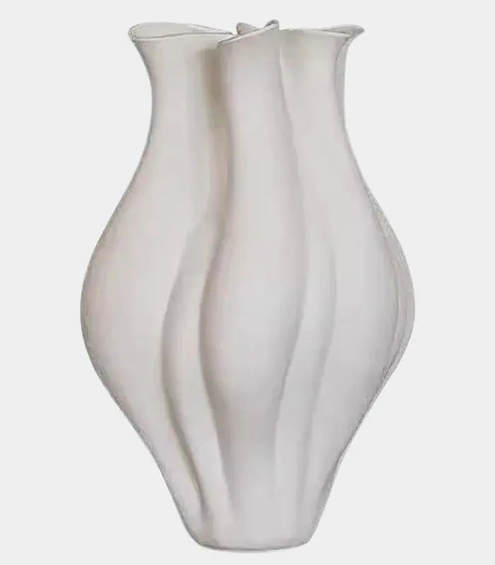 Valenza White Ceramic Sculptural Vase – Handcrafted Flowing Form 37 cm
