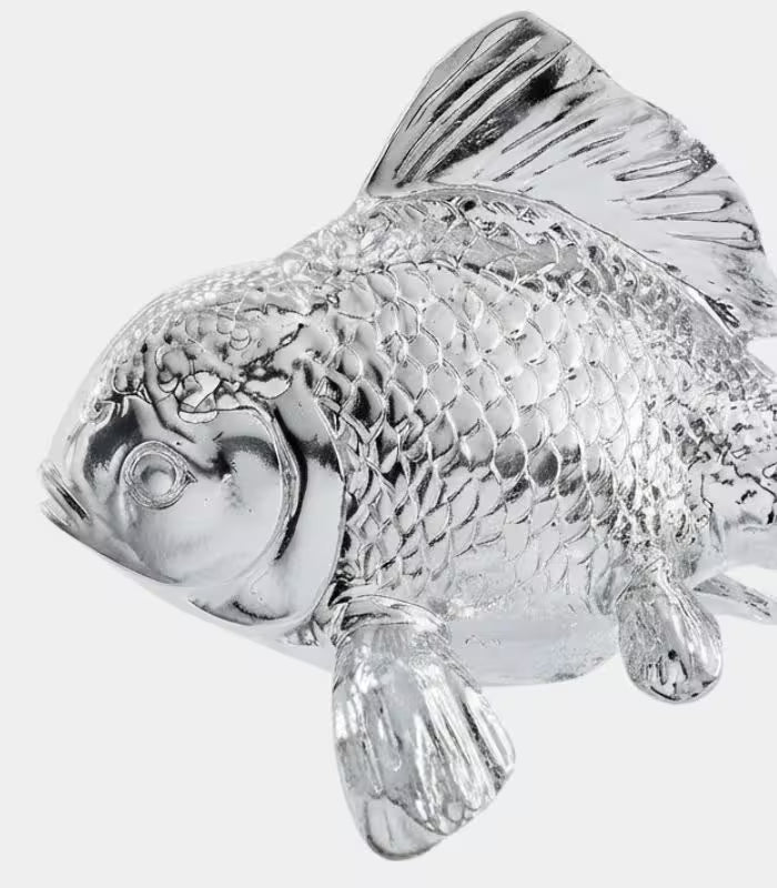 Kaida Electroplated Resin Goldfish Sculpture – Silver Decorative Fish, 2 Sizes