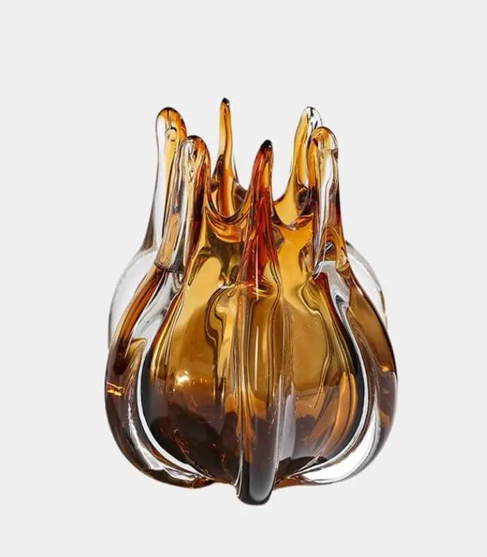 Amberwave Artisan Glass Vase – Handcrafted Petal Design