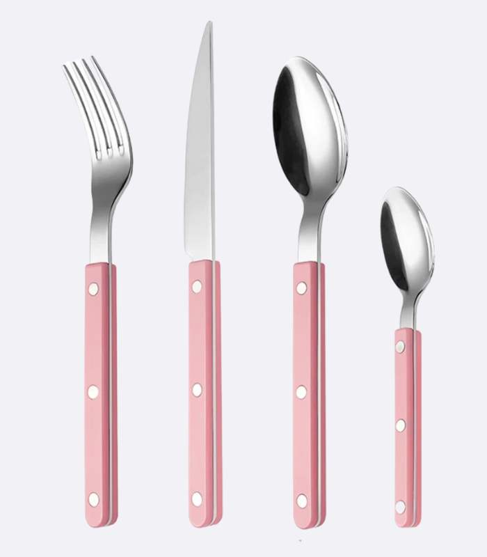 24 Pcs Set Pink European-Inspired Cutlery Set 18/10 Stainless Steel