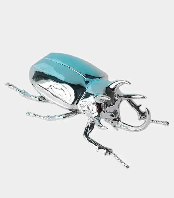 Cerulean Glass Beetle Sculpture Collection – Contemporary Insect Art Decorative Object