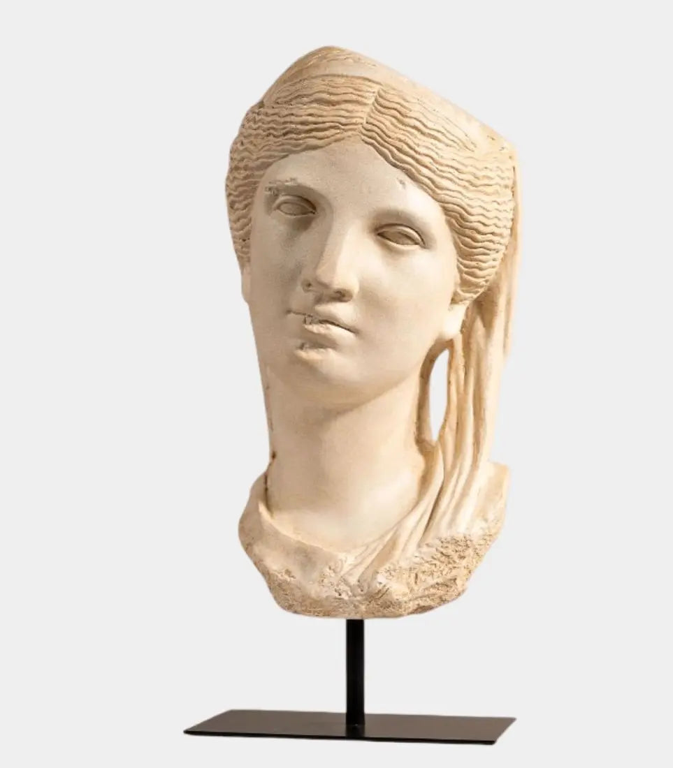 Livia Resin Classical Bust Sculpture | Decorative Female Head Statue on Stand