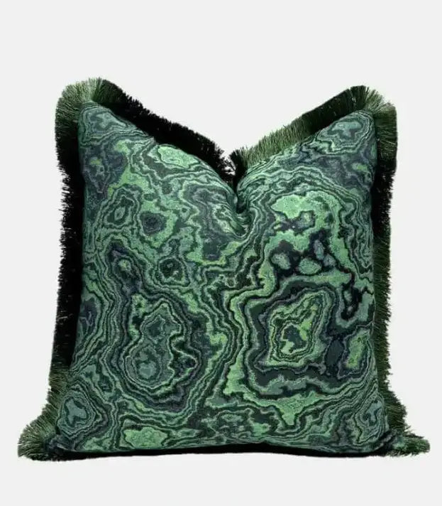 Luxe Geode Fringe Throw Pillow Cover - Woven Jacquard Cushion Cover, 45x45cm